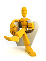 3d symbolic man relax in easy chair