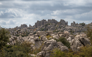 Beautifull exposure of the El Torcal de Antequera, wich is known for its unusual landforms, and is regarded as one of the most impressive karst landscapes in Europe located in Sierra del Torcal, Anteq