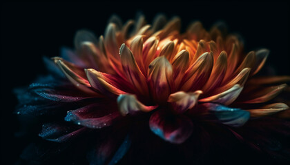 Vibrant petals on dark background, nature beauty generated by AI
