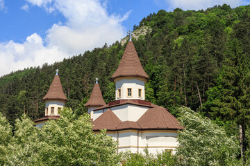 Fototapeta na wymiar View of the Orthodox Church of the city of Bran. Brasov, Transylvania. Romania