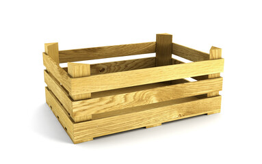 empty wooden crate. Isolated 3d rendering