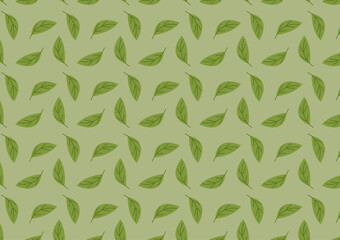 Green tea pattern wallpaper. Green tea doodle vector. Matcha pattern.