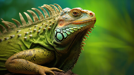 Obraz premium Green iguana, also known as the American iguana. Generative Ai
