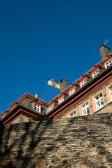 Palais of the german city Bad Berleburg with flag - obrazy, fototapety, plakaty