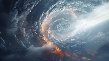 Spiraling vortex of clouds in space. Generative Ai