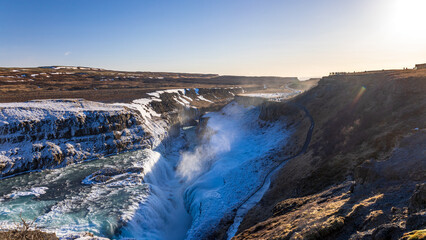 Gullfoss in a cold march day in iceland