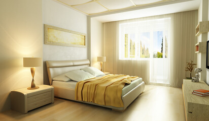 modern style bedroom interior 3d render