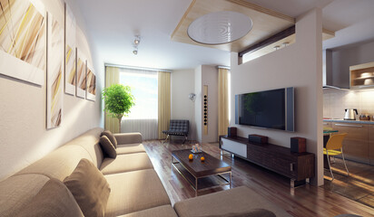 modern interior 3d render