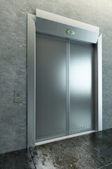 modern elevator with closed doors, 3d render