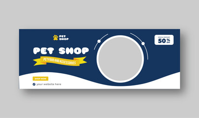 Pet shop or pet care social media Facebook cover web banner template