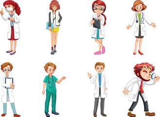 set of cartoon doctor