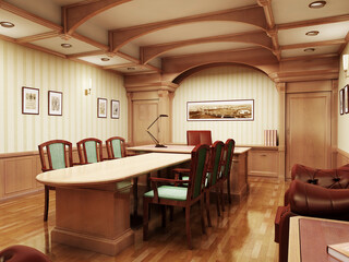 The 3D rendering of the classic conference hall private office