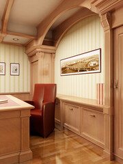 The 3D rendering of the classic conference hall private office