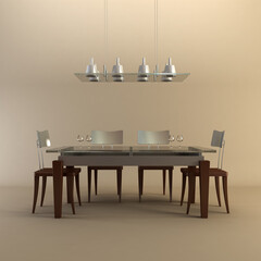 3d rendering of modern dining scene