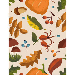 Autumn pattern fall leaf vector seamless design