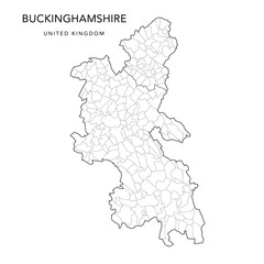 Administrative Map of Buckinghamshire with County, Unitary Authorities and Civil Parishes as of 2023 - United Kingdom, England - Vector Map
