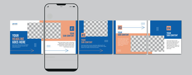 Set Of Instagram Carousel Post Template, Editable Instagram carousel post, social media carousel post for business, template eps 10. © Graphaxil