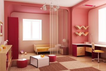 3d interior of the children's room