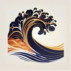 Vector wave. Pacific island style. Generative AI - obrazy, fototapety, plakaty