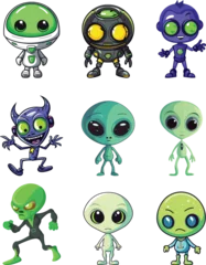 Fotobehang set of cartoon character. alien character. vector illustration. © dhimage