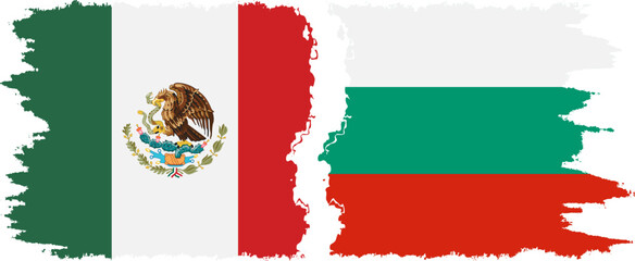 Bulgaria and Mexico grunge flags connection vector - obrazy, fototapety, plakaty