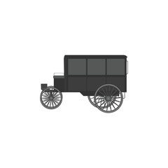 19th-century carriage for transporting passengers. flat vector illustration. Old carriage wagon logo concept