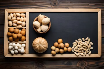 some nuts on a board created with Generative AI technology	