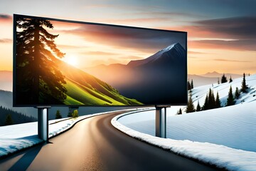 a giant billboard in the winter created with Generative AI technology	
