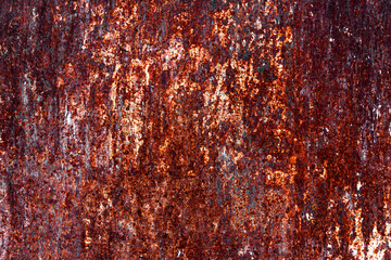 very textured rusty metal background with red light blue and white colors