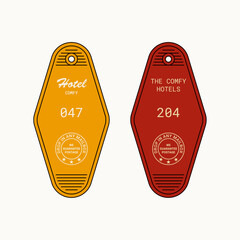 Red and Yellow Vintage Hotel Rooms Keychain Vector