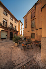 street restaurant in historical part of Toledo, Spain