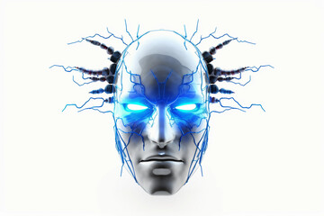 Artificial intelligence Head wir blue light