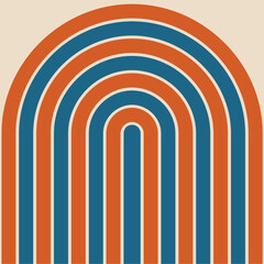 Naklejka premium Patriotic Retro Arches Red White And Blue Waves Groovy Flag Vector Trendy 4th of July Independence Day Memorial Day Patriot Print Abstract Digital Paper Wallpaper Trendy Vintage