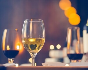 A wine glass filled with white wine