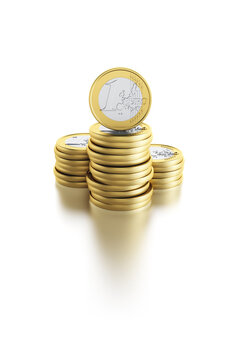 stack of euro coins, isolated 3d render