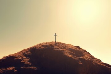 A cross on a mountain top