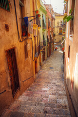 Fototapeta na wymiar traditional old Spanish street, Tarragona, Catalonia, Spain