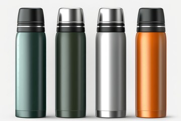 colorful aluminum bottles Mockup 