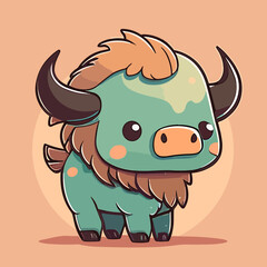 Fototapeta premium A cartoon bison that is a cartoon character