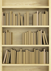 bookcase with books, 3d render