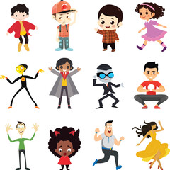 set of cartoon character. people character. vector illustration.