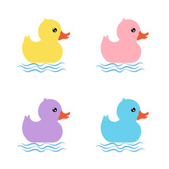 Cute Swimming Duckling Character Illustration Art 