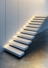 modern minimalism style stairs with night lighting