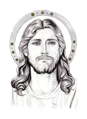 Ink portrait of Jesus