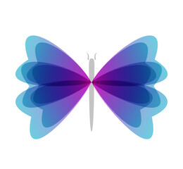 Obraz na płótnie Canvas Watercolor butterfly with soft transition colors wings. Abstract flying insects logo template. Jpeg