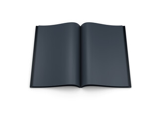 open blank black book, isolated 3d render