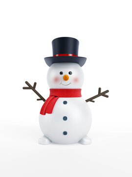 happy snowman isolated 3d rendering