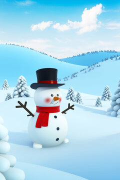 happy snowman, Christmas scene