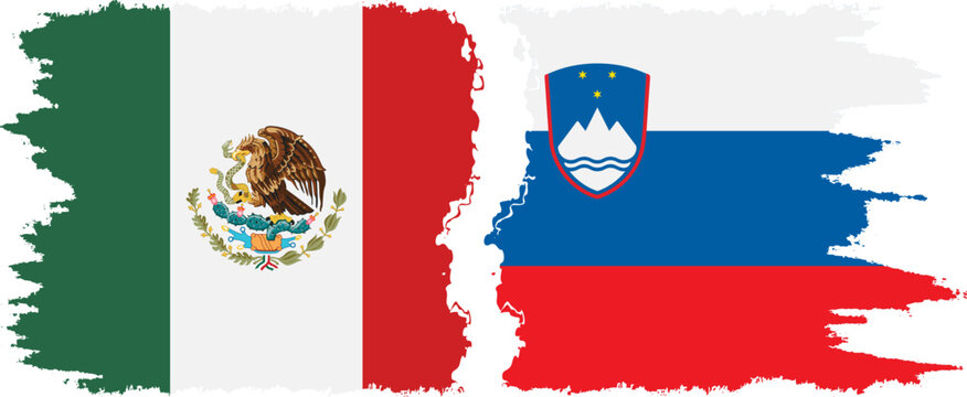 Slovenia and Mexico grunge flags connection vector