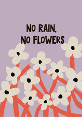 Abstract simple flowers summer poster.